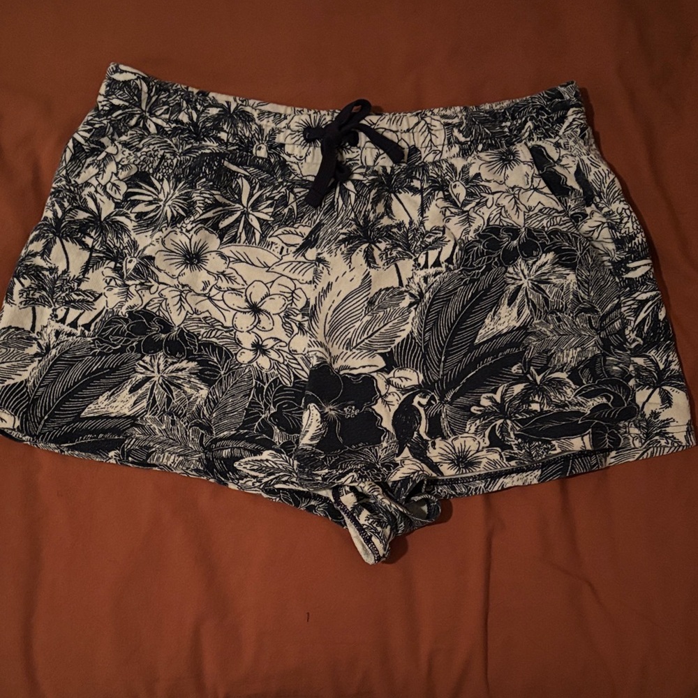 Old Navy Cali-Fleece Floral Blue and White Shorts